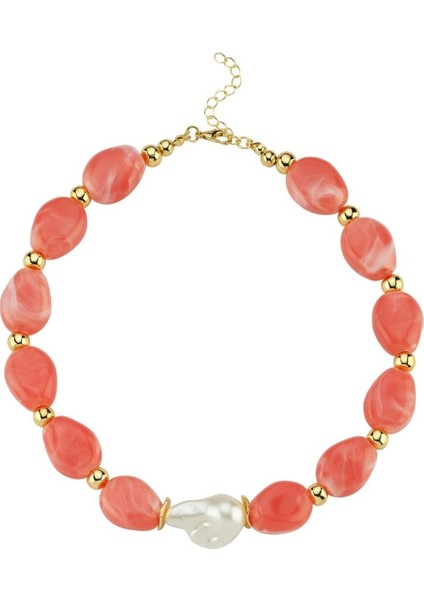 Barok Incili Badem Akrilik Kolye