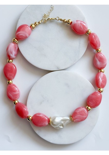 Barok Incili Badem Akrilik Kolye fiyatları