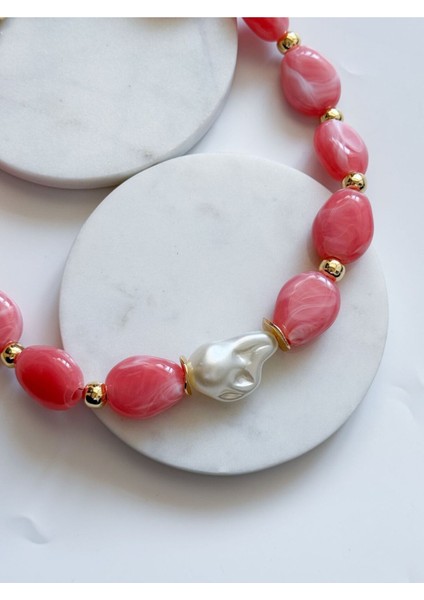 Barok Incili Badem Akrilik Kolye modelleri