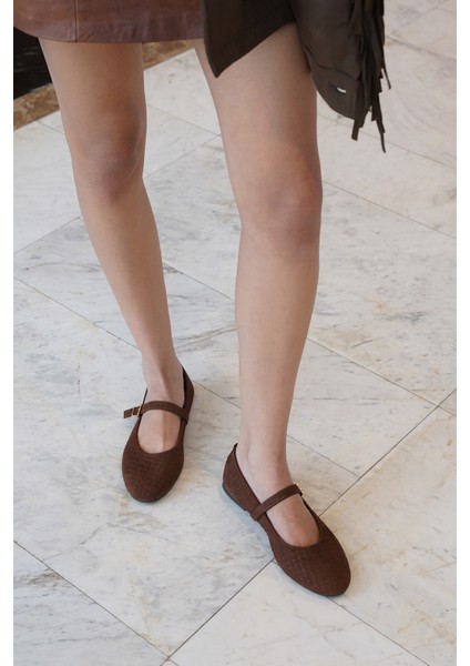 Kadın Desenli Bantlı Günlük Babet Afira Kahve Süet fiyatları