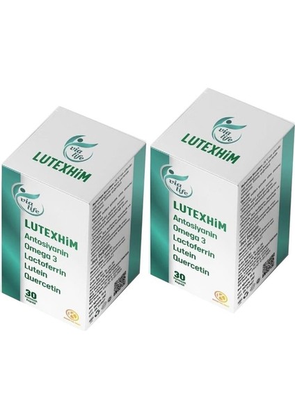Lutexhim Lactoferrin, Antosiyanin, Omega 3, Quersetin, Lutein, Zeaksantin 30 soft jel - 2'li