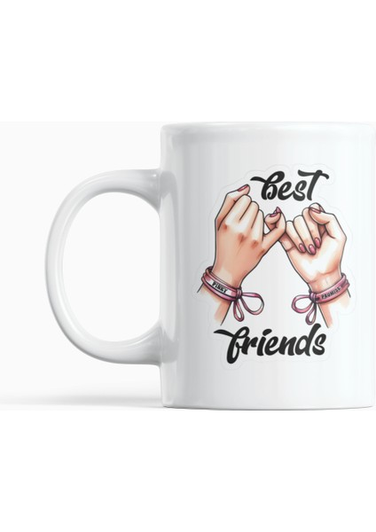 Best Friends Arkadaşlık Sözlü Renkli Tasarım Hediyelik Kupa Bardak