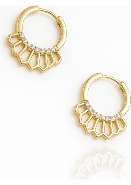 14K Gold Plated Bohem Hoop Küpe