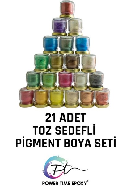 21'li Toz Sedefli Metalik Epoksi Pigment Boya Seti