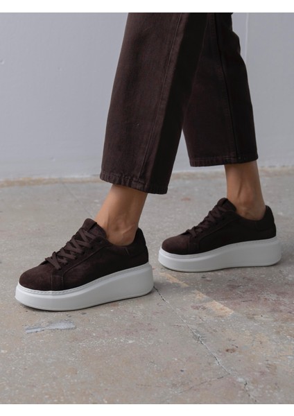 Varen Kahve Süet Hakiki Deri Kadın Spor Ayakkabi