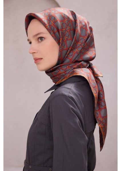 Geometrik Desen Ipek Twill Eşarp 4214D01 04