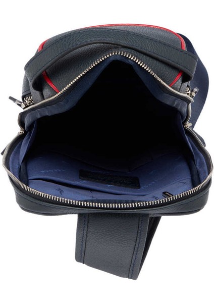 Lacivert Hakiki Deri Erkek Çapraz Askılı Çanta - S1AC00021455-N74