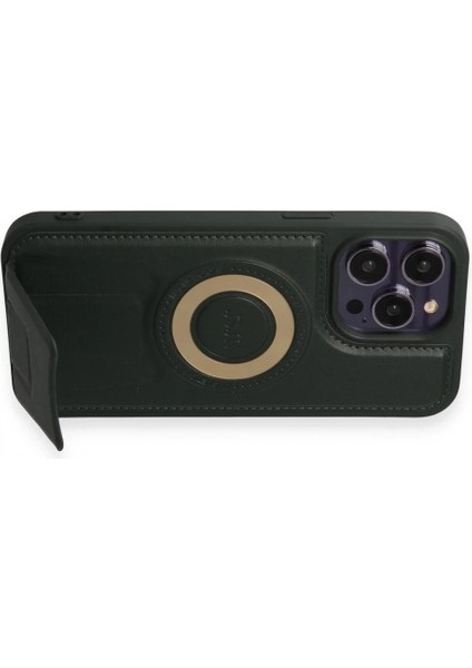 iPhone 14 Pro Kılıf Merkür Magneticsafe Standlı Kapak - Koyu Yeşil modelleri