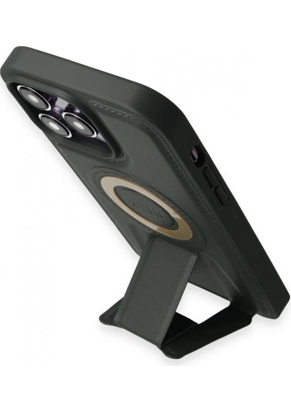 iPhone 14 Pro Kılıf Merkür Magneticsafe Standlı Kapak - Koyu Yeşil fırsatları