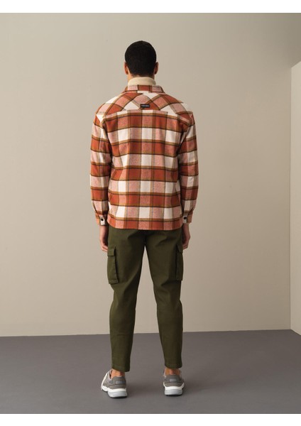 Erkek Camel Oversize Fermuarlı Gömlek Ceket