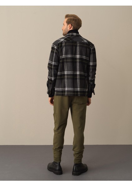 Erkek Siyah Regular Fit Cepli Ekose Gömlek