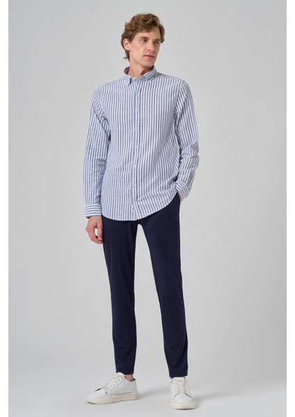 Erkek Lacivert Slim Fit Düğmeli Yaka Gömlek fiyatları