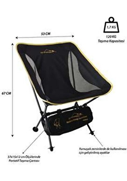 Campout Fırat Katlanır Kamp Sandalyesi Rahat ve Hafif Tasarım 120 KG Kapasite indirimleri