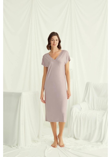 Monamise Yakası Dantelli Kısa Kollu Gecelik fiyatları