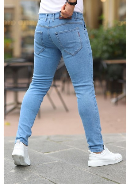 Erkek Jeans Slim Fit Likralı Denim Buz Mavi Kot Pantolon fiyatları