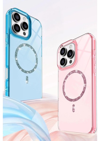 Apple iPhone 15 Pro Max Live Diamond Magsafe Kapak - Pembe fiyatları