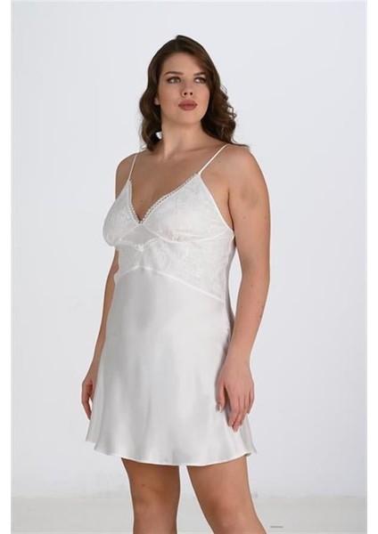 Arias Closet Büyük Beden 2li Ekru Sabahlık Takımı Bigsize modelleri