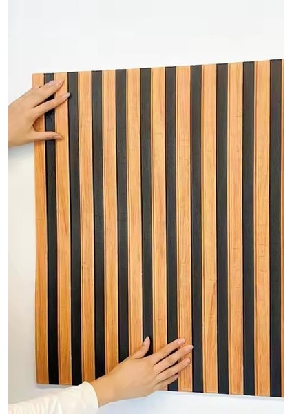 70X70CM 0,50M² Lambri Panel Ahşap Duvar Çıtası Desenli Kendinden Yapışkanlı Akustik Duvar Paneli Köpük -1401 fırsatları