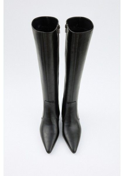 Çizme 2505 - Sivri Burun Fermuarlı Siyah Kadın Çizme modelleri