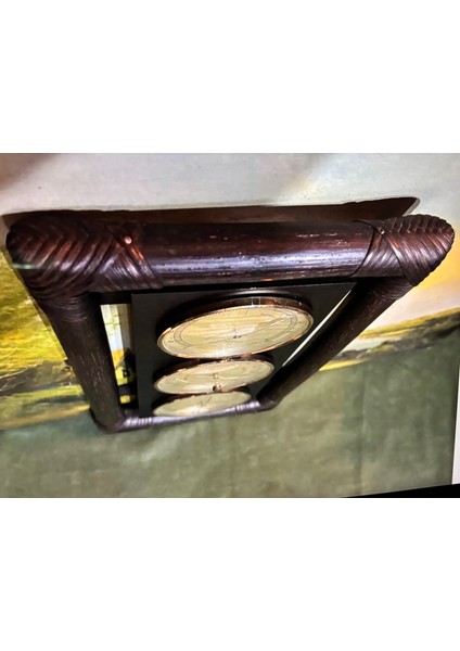 Ahşap Kaidesinde Alman Derece Barometre ve Higrometre 42 cm 21 cm 3 cm Ölçülerinde