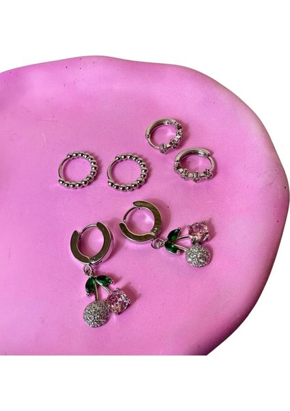 3 Farklı Modelli 6'lı Çelik Küpe Seti