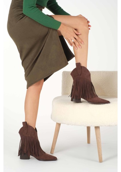 Riez Kahverengi Püsküllü Kadın Bot fırsatları