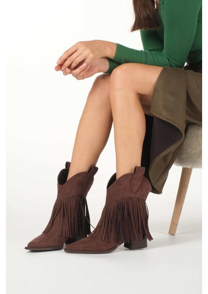 Riez Kahverengi Püsküllü Kadın Bot