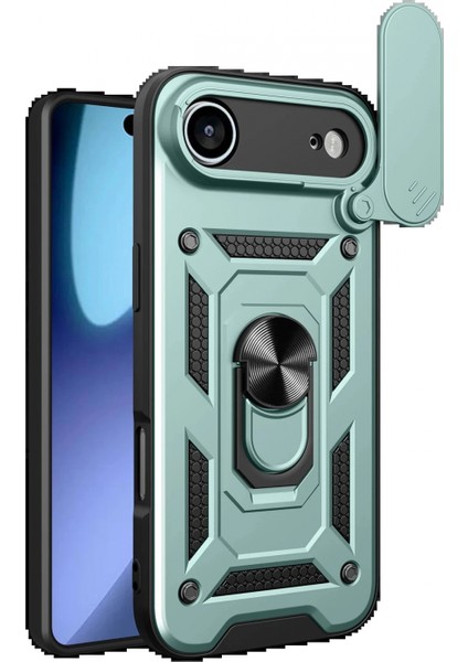 Apple iPhone 17 Air Pars Lens Yüzüklü Silikon - Yeşil