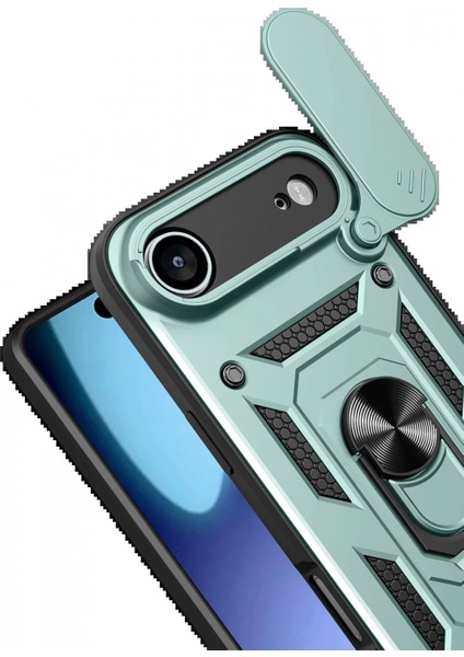 Apple iPhone 17 Air Pars Lens Yüzüklü Silikon - Yeşil modelleri