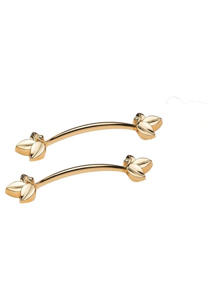 Defne Zamak Kulp Yonca Desenli Model 14 cm (2 Adet) Gold