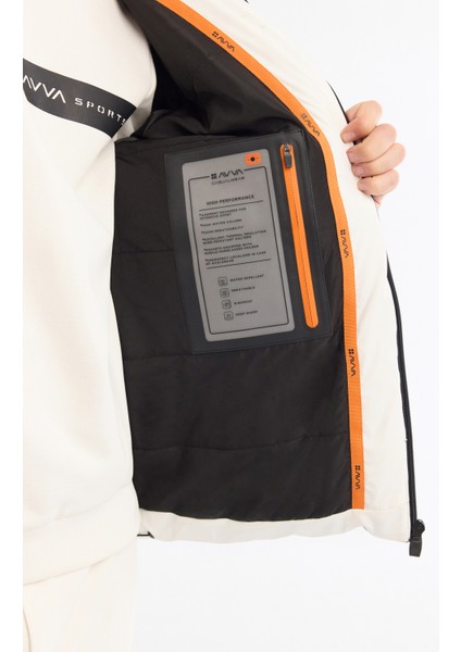 Erkek Beyaz Kapüşonlu Su İtici Rüzgar Geçirmez Şişme Comfort Fit Mont A42Y6105