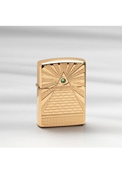 Çakmak Benzinli Altın Renkli Pirinç Alaşım Şık Tasarım Hediye Kutusunda