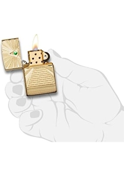 Çakmak Benzinli Altın Renkli Pirinç Alaşım Şık Tasarım Hediye Kutusunda