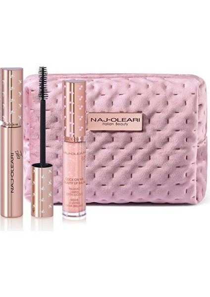 Kit Click On Me Extra Hacim Maskara ve Glassy Dudak Balmı