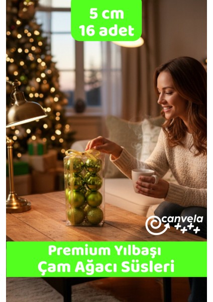 Yılbaşı Çam Ağacı 16 Adet Lüx Top Süsleri 5 cm Yeni Yıl Noel Çam Ağacı Topları