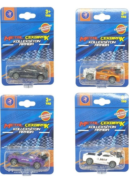 Çek Bırak Metal Küçük Arabalar 4'lü 8 cm - Yarış Arabaları modelleri