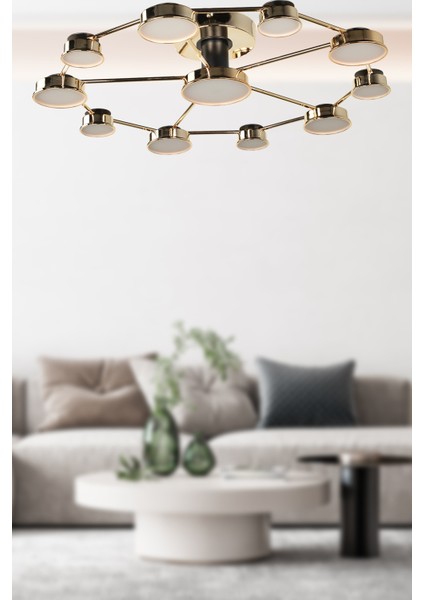 Arelon Ledli 11.li Avize Gold Kaplama