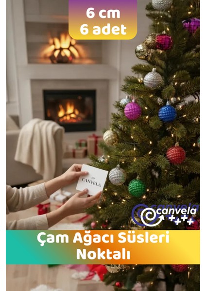 Yılbaşı Çam Ağacı Süsleri Toplar 6 cm 6'lı Set Yeni Yıl Süslemesi Noel Hediyesi Lüks Toplar