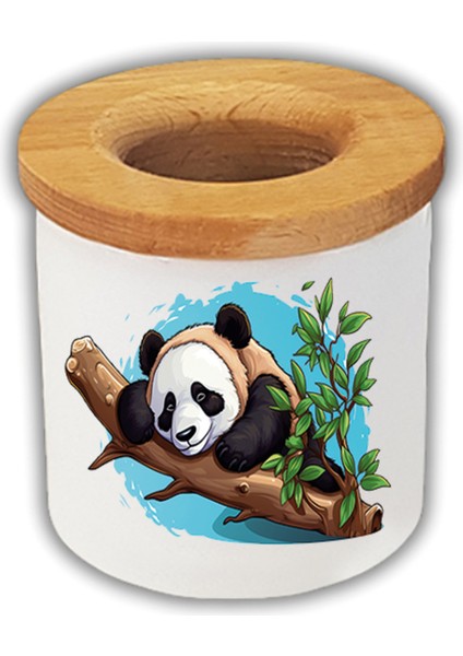 Dalda Bulunan Panda Baskılı Kalemlik Kalem Kutusu