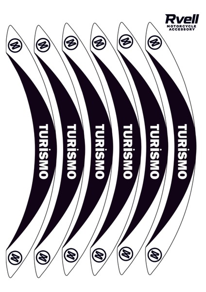 Rvell Mondial Turismo Uyumlu Jant Şeridi Seti - 12 Paça ( Siyah - Beyaz ) 001