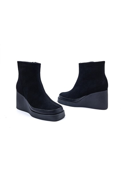 Cassido C01196 Hakiki Süet Deri Dolgu Taban Siyah Kadın Bot fırsatları