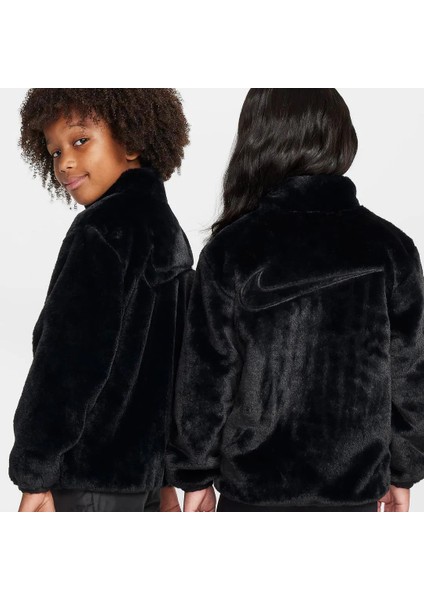 Nıke Faux Fur Siyah Kız Çocuk Yapay Kürk Ceket 86M137 modelleri
