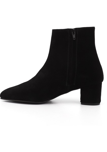 Kadın Siyah Süet Fermuarlı Sivri Burun Hakiki Deri Bot modelleri