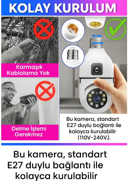 4mp Çift Lensli Akıllı Wi-Fi Güvenlik Kamerası 360° Dönebilir Görüntü, Gece Görüş, Hareket Algılama, Sd Kart Desteği, Iki Yönlü Ses fiyatları