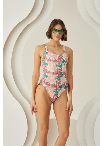 Arias Closet Soft Tropikal Yandan Büzgülü Mayo