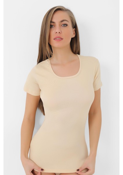 Ten Rengi Kadın Tişört Kısa Kollu Fanila %100 Pamuklu Ribana indirimleri