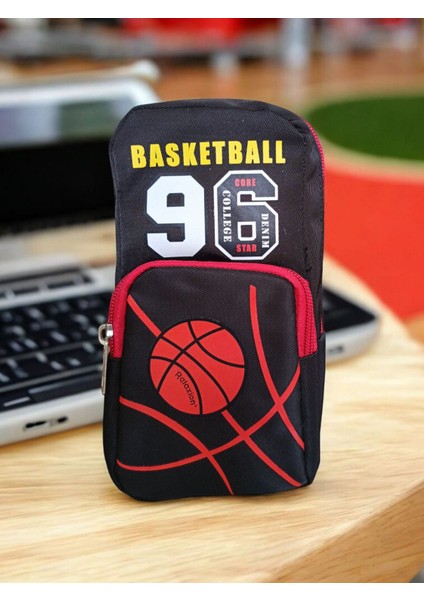 Üç Gözlü Greyhound Basketball Kırmızı Siyah Kalem Çantası/Kalemlik (160)