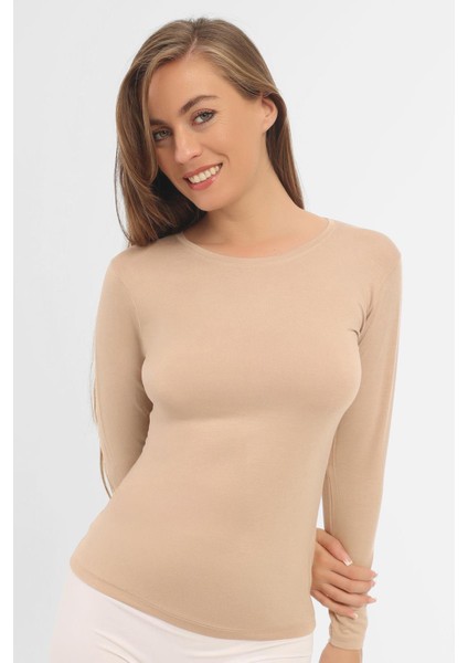 Ten Kadın Bambu Tişört Uzun Kollu Fanila Badi