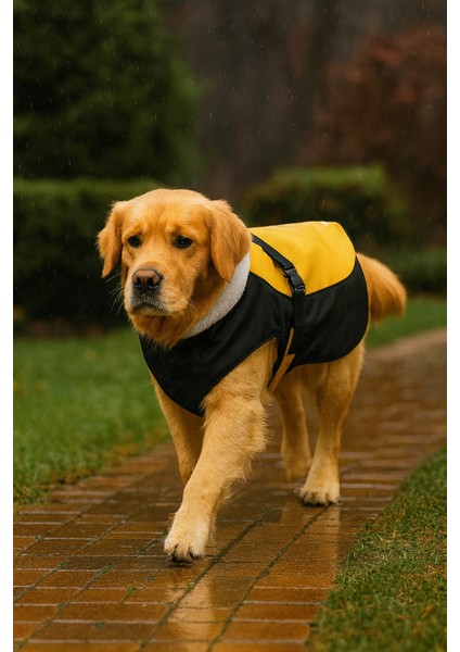 Köpek Mont Yağmurluk, İçi Polarlı, Yağmur Rüzgar Geçirmez, Kolay Giydirilir, Köpek Kıyafet Elbise
