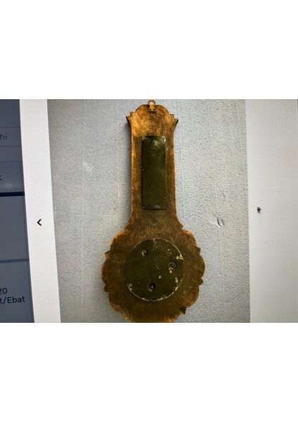 Alman Veranderlich Ahşap Kaidesinde Termometre ve Barometre 40 cm Yüksekliğinde